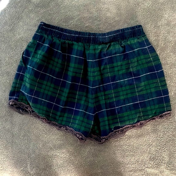 mine Shorts Mine Brand Plaid Sleep Shorts Wlace Trim Poshmark